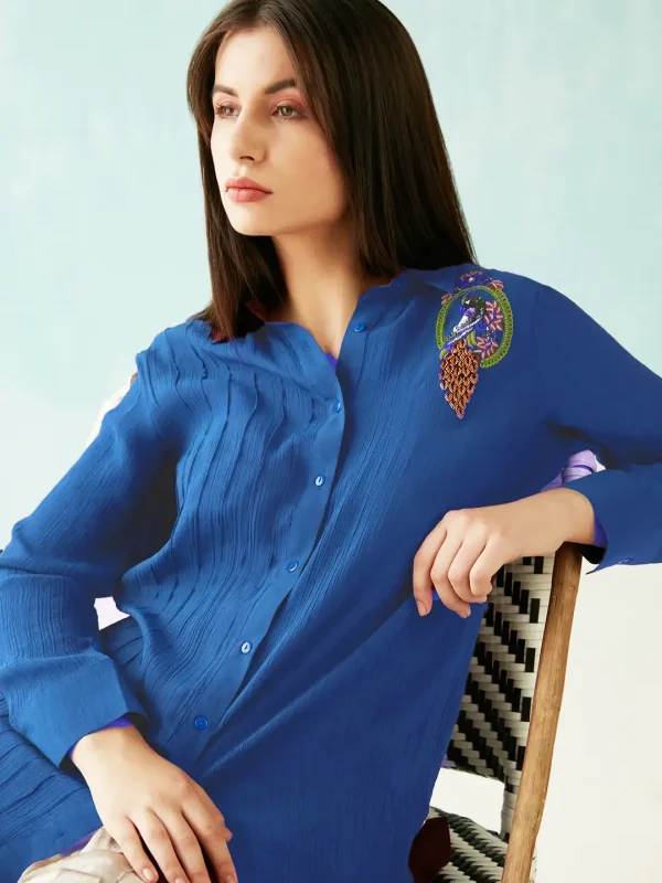 ANCHOR ROYAL BLUE BEADED SHIRT