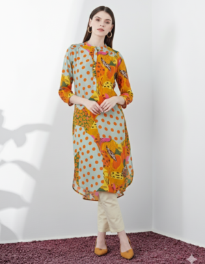 BLUE SAFARI GATHERED TUNIC