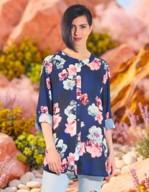 PRINTED NAVY FLORAL BUTTON DOWN SHIRT