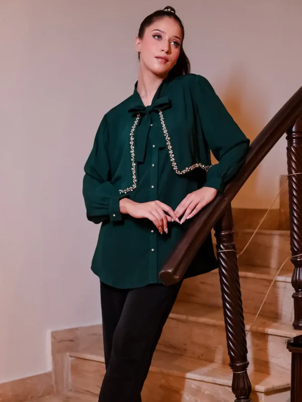 OLIVIA EMERALD GREEN TOP