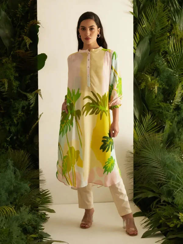 YELLOW PALMS GATHERED TUNIC - Image 2