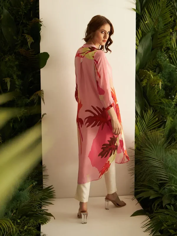 PINK PALMS GATHERED TUNIC - Image 2