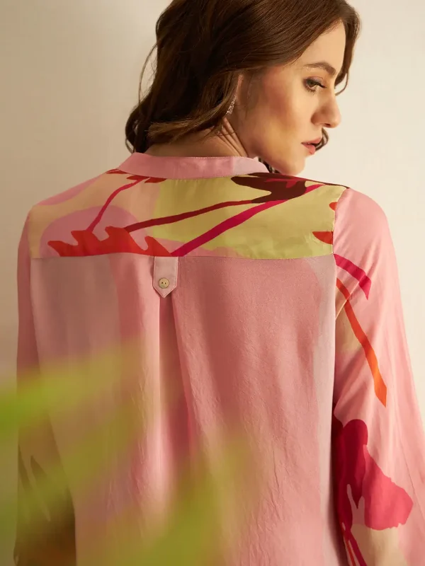 PINK PALMS GATHERED TUNIC - Image 3