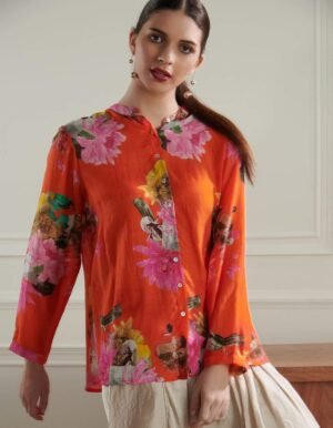 FLORET RED BACK PLEATED SHIRT