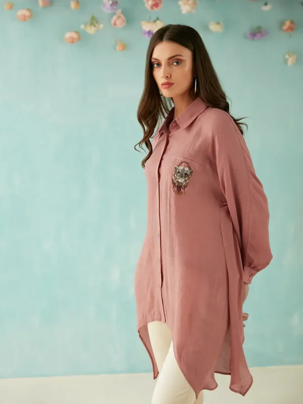 BLUSH COLLARED BEADED SHIRT