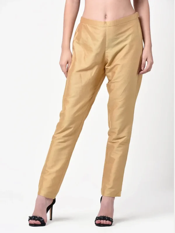 DARK GOLD SILK SIDE ZIP PANT