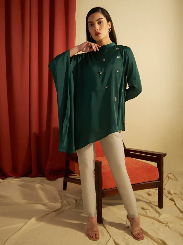 EMERALD GREEN TAILOR TOP