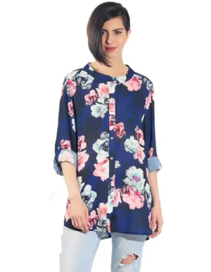 PRINTED NAVY FLORAL BUTTON DOWN SHIRT