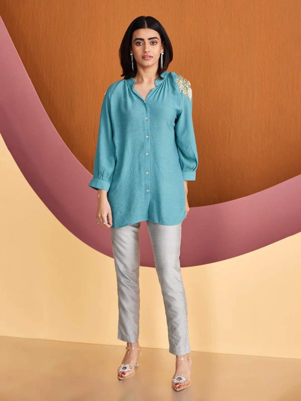 SKY BLUE ALIGNED SHIRT - Image 2