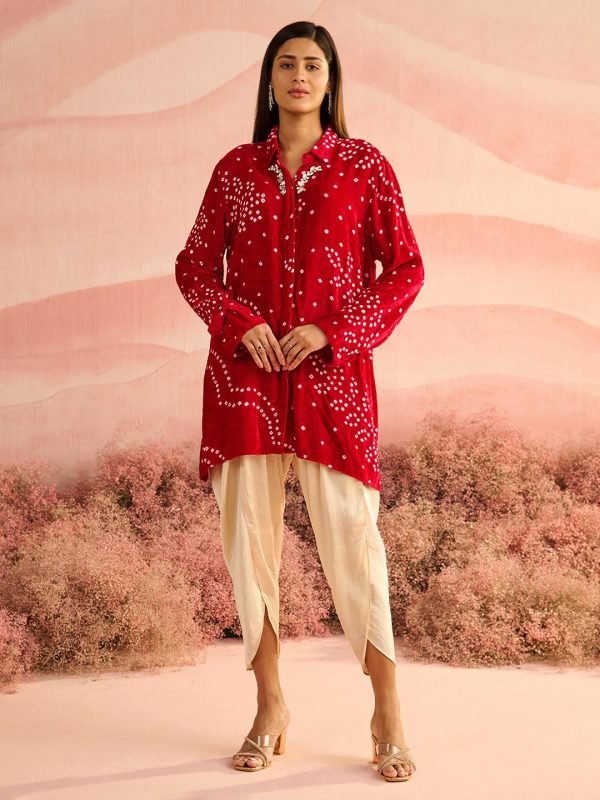 VELVET RANI BANDHEJ KILA SHIRT