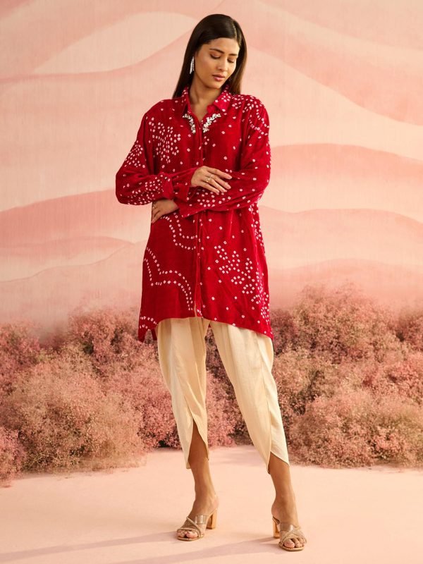 VELVET RANI BANDHEJ KILA SHIRT - Image 3