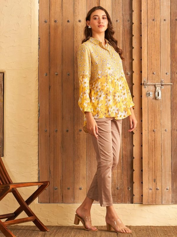 YELLOW FLORID PROM SHIRT - Image 3