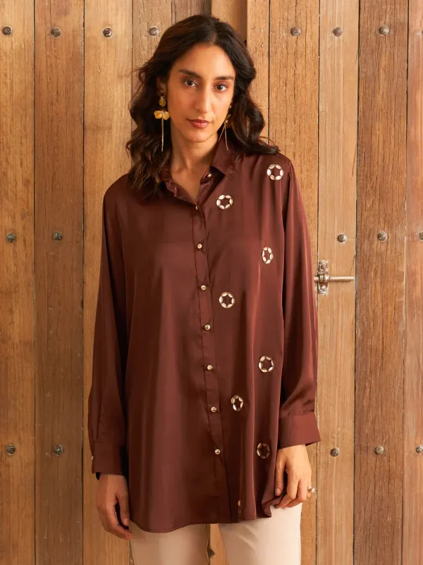 BROWN FRED BUTTON DOWN SHIRT