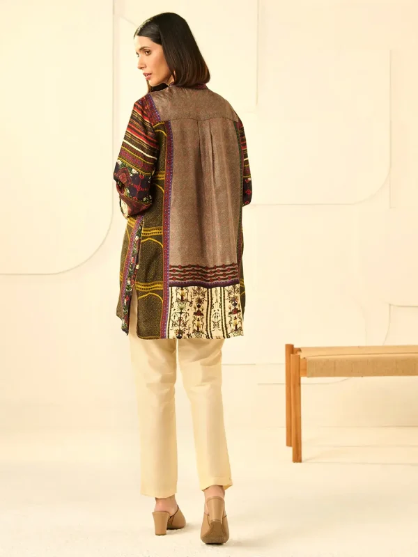 BROWN KEVA CONCEALED BUTTON SHIRT - Image 3