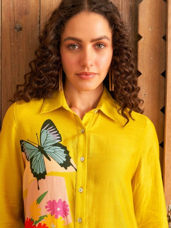 YELLOW NILGIRI COLLARED BUTTON DOWN SHIRT - Image 3