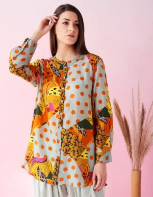 BLUE SAFARI BUTTON DOWN SHIRT