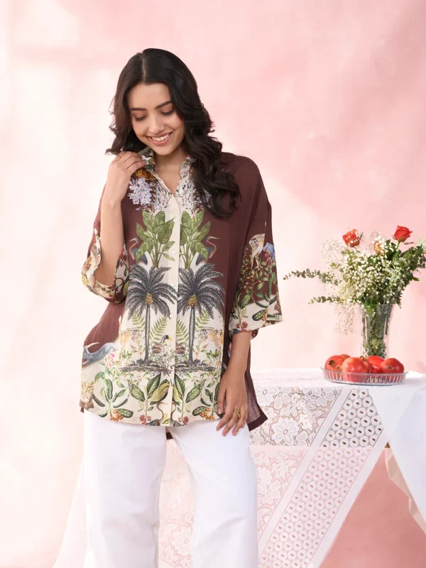PETRA FOREST BROWN SHIRT - Image 2