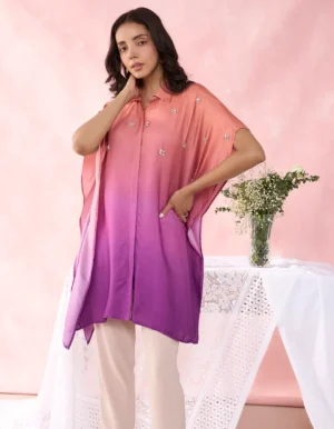 OMBRE PEACH PURPLE TAROL SHIRT