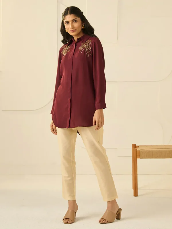 WINE STENCIL CRYSTALLINE SHIRT - Image 4