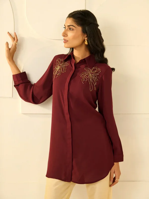 WINE STENCIL CRYSTALLINE SHIRT - Image 3