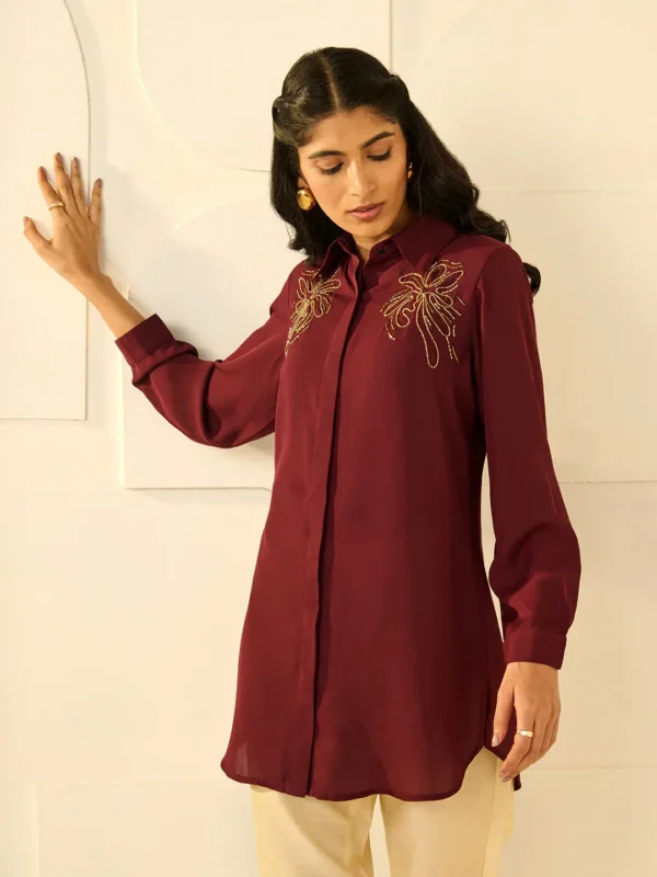 WINE STENCIL CRYSTALLINE SHIRT - Image 2