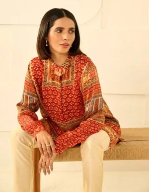 ORANGE REVA CONCEALED BUTTON SHIRT