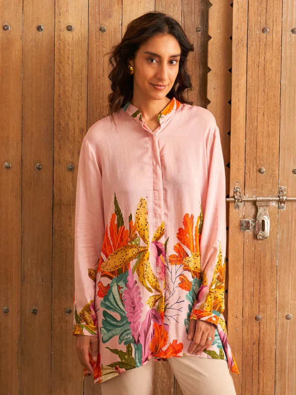 AVERY PINK CONCEAL BUTTON SHIRT