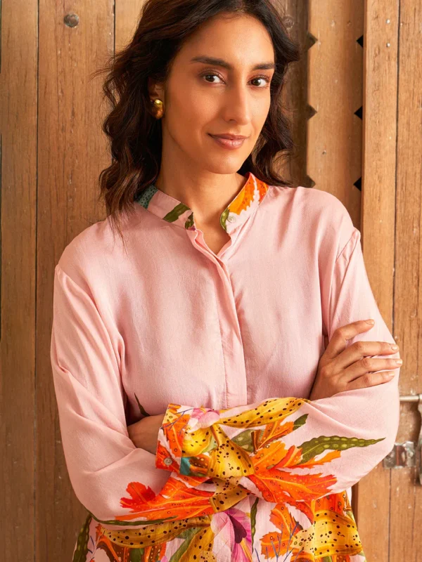 AVERY PINK CONCEAL BUTTON SHIRT - Image 4