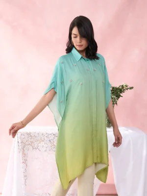 OMBRE BLUE GREEN TAROL SHIRT