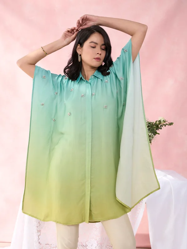 OMBRE BLUE GREEN TAROL SHIRT - Image 2