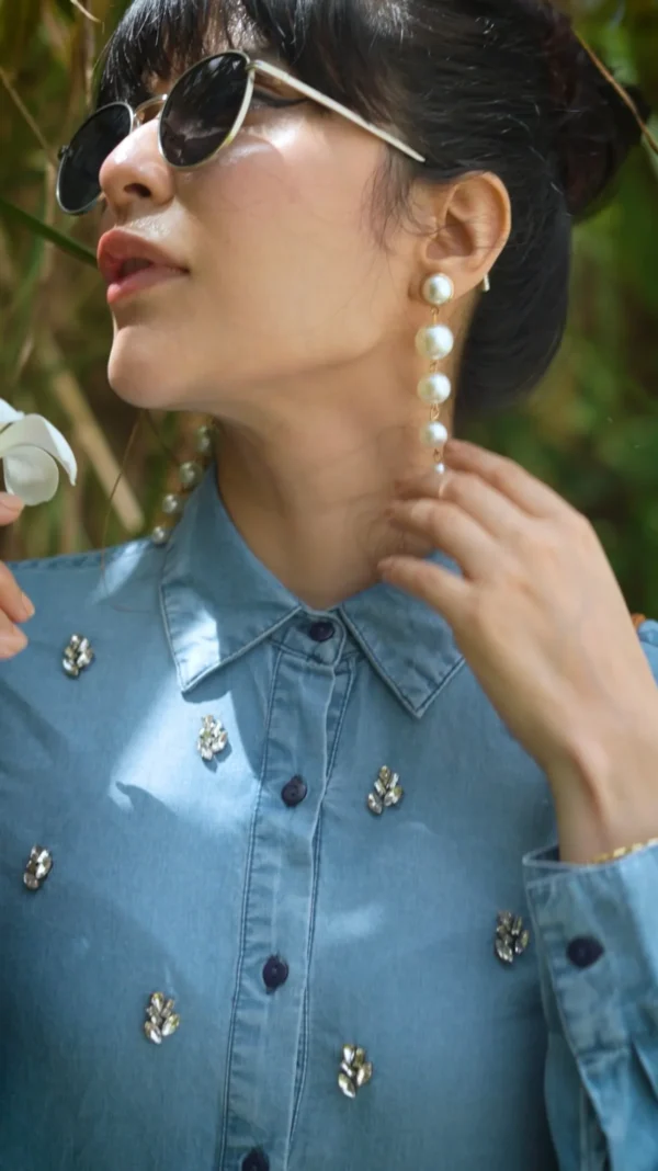 DENIM BLUE BUTTON DOWN SHIRT - Image 6