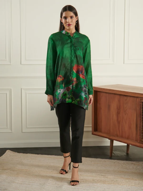 GREEN BODHI CONCEAL BUTTON SHIRT - Image 4