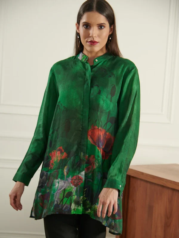 GREEN BODHI CONCEAL BUTTON SHIRT - Image 2