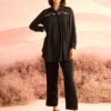 BLACK BUGS YOKE PLEATED SHIRT