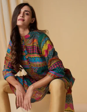 PRINT INDIAN ACCENT A LINE TUNIC