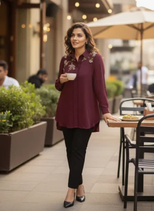 WINE BEADED GRAPE SHIRT