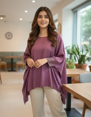 PLUM CASPER CUFF TOP