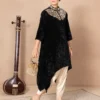 BLACK VELVET NAVYA BEADED TUNIC - Image 4